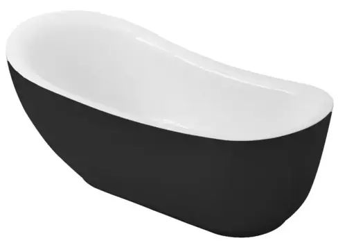 Ванна акриловая «Grossman» GR-2303MB Style 180/89 с сифоном белая/чёрная матовая