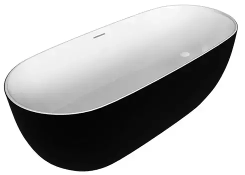 Ванна акриловая «Grossman» GR-2502MB Classic 160/80 с сифоном белая/чёрная матовая