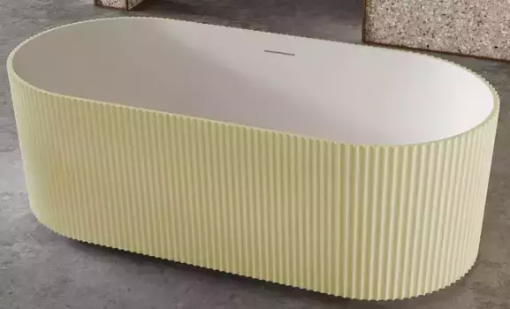 Ванна из искусственного камня «Abber» AS9601MS Stein 170/75 с ножками с сифоном белая/песочная матовая