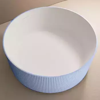 Ванна из искусственного камня «Abber» Stein 150/150 с ножками с сифоном голубая