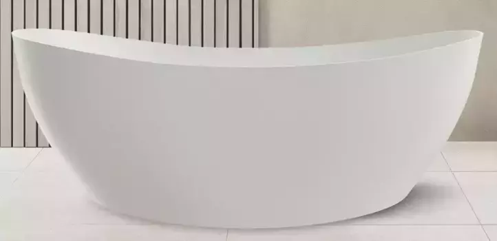 Ванна из искусственного камня «Abber» Stein AS9615 180/85 с ножками с сифоном белая матовая