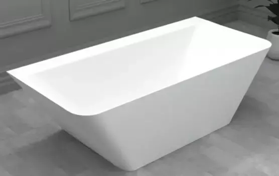 Ванна из искусственного камня «Abber» Stein AS9619 180/85 с ножками с сифоном белая матовая