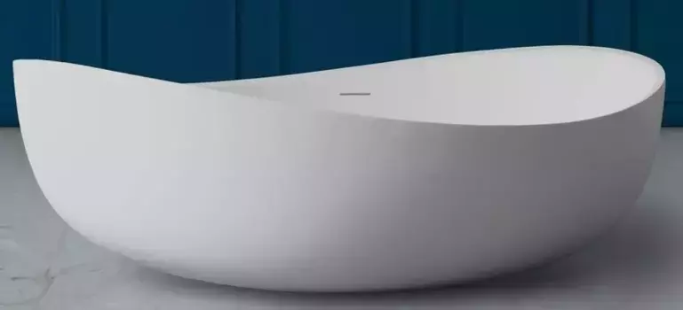 Ванна из искусственного камня «Abber» Stein AS9639 180/110 с ножками с сифоном белая матовая