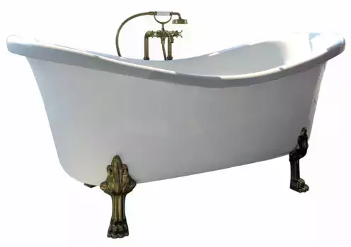Ванна из литьевого мрамора «Фэма» Габриэлла 187/84 с ножками без сифона белая/ножки бронза