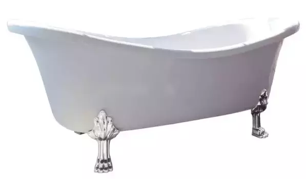 Ванна из литьевого мрамора «Фэма» Габриэлла 187/84 с ножками без сифона белая/ножки хром