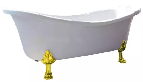 Ванна из литьевого мрамора «Фэма» Габриэлла 187/84 с ножками без сифона белая/ножки золото