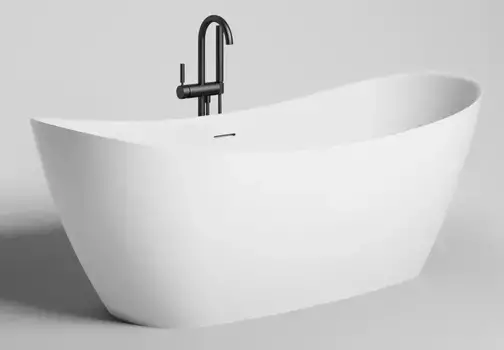 Ванна из литьевого мрамора «Salini» Noemi 170/75 S-Stone с сифоном белая матовая