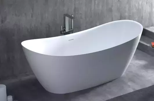 Ванна из литьевого мрамора «Salini» Noemi 185/80 S-Stone с сифоном белая/цвет на заказ матовая