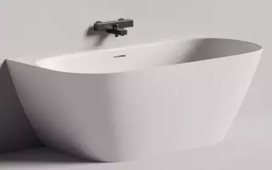 Ванна из литьевого мрамора «Salini» Sofia Wall 160/80 донный клапан Up&Down с сифоном белая матовая