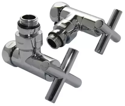 Вентиль запорный угловой «Aquanet» SMT8200SCH0405/2C 3/4"х1/2" гайка/штуцер крест 2 шт. хром