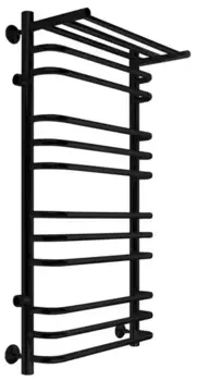 Водяной полотенцесушитель «Indigo» Brace LBCW100-50PBRL-б/п-60 56/100 без комплектующих чёрный муар с полкой левый