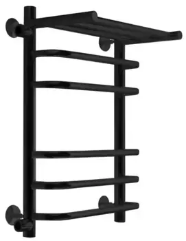 Водяной полотенцесушитель «Indigo» Brace LBCW60-40PBRL-б/п-50 46/60 без комплектующих чёрный муар с полкой левый
