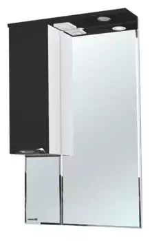 Зеркальный шкаф «Bellezza» Альфа 55 с подсветкой чёрный левый
