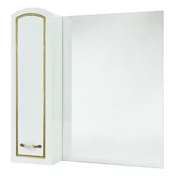 Зеркальный шкаф «Bellezza» Амелия 80 без света белый с патиной золото левый