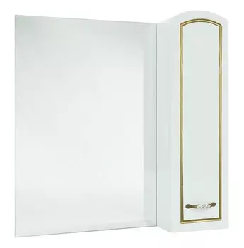 Зеркальный шкаф «Bellezza» Амелия 80 без света белый с патиной золото правый