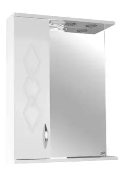 Зеркальный шкаф «Bellezza» Элеганс 55 с подсветкой белый левый