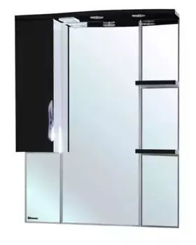 Зеркальный шкаф «Bellezza» Лагуна 75 с подсветкой чёрный левый