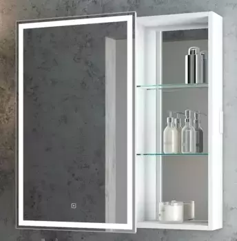 Зеркальный шкаф «Bellezza» Марта 80 с подсветкой белый левый