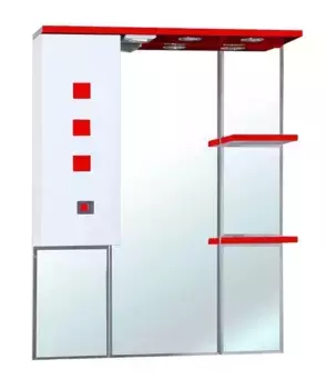 Зеркальный шкаф «Bellezza» Натали 80 с подсветкой красно-белый левый