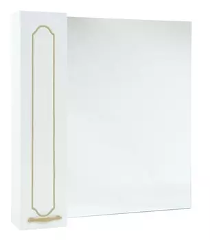 Зеркальный шкаф «Bellezza» Тиффани 85 без света белый с патиной золото универсальный