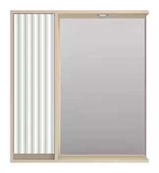 Зеркальный шкаф «Brevita» Balaton-75 с подсветкой бежевый/белый левый