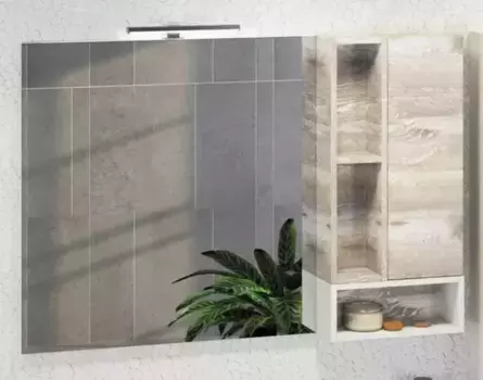 Зеркальный шкаф «Comforty» Турин 120 без света дуб бежевый правый