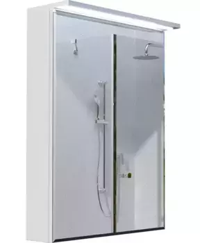 Зеркальный шкаф «Marka One» Соната 60 с подсветкой белый глянец правый