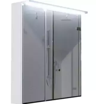 Зеркальный шкаф «Marka One» Соната 75 с подсветкой белый глянец