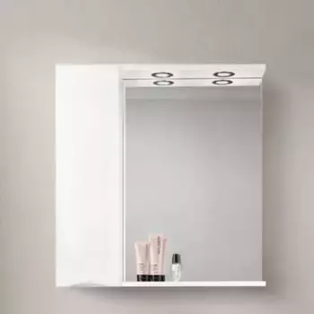 Зеркало с шкафчиком «Belbagno» Marino 80 с подсветкой Bianco Lucido левое