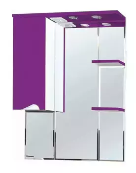 Зеркало с шкафчиком «Bellezza» Эйфория 80 с подсветкой фиолетовый левый