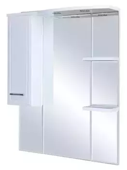 Зеркало с шкафчиком «Bellezza» Коралл 85 с подсветкой белый левый