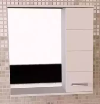 Зеркало с шкафчиком «Comforty» Модена М 60 с подсветкой белый матовый правый