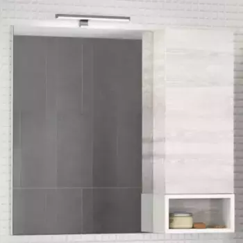 Зеркало с шкафчиком «Comforty» Прага 90 без света дуб белый правый