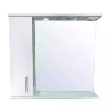 Зеркало с шкафчиком «Loranto» Модерн 80 с подсветкой белое левый