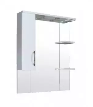 Зеркало с шкафчиком «Loranto» Стиль 80 с подсветкой белое левый