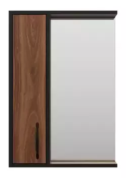Зеркало с шкафчиком «Misty» Кедр 50 без света черный, орех левый