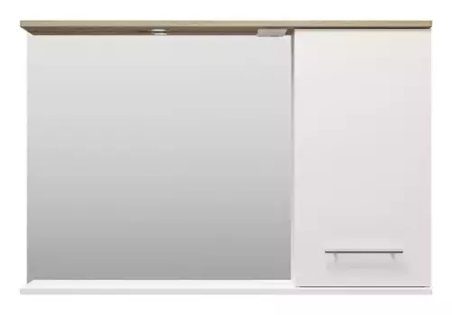 Зеркало с шкафчиком «Misty» Респект 120 с подсветкой белый, светлое дерево, дуб правый