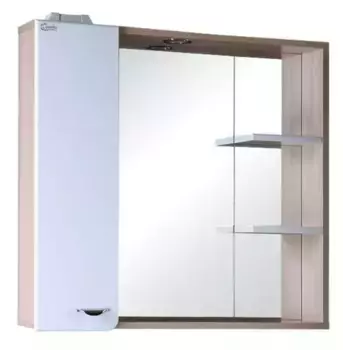 Зеркало с шкафчиком «Onika» Стиль 75.01 с подсветкой белый/светлое дерево левый