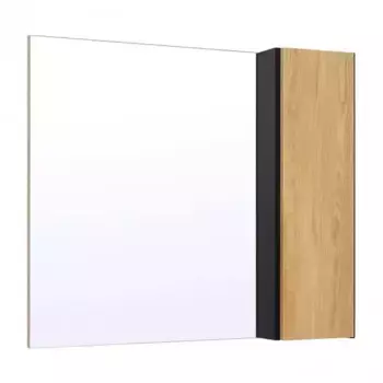 Зеркало с шкафчиком «Runo» Мальта 85 без света дуб/чёрный универсальное