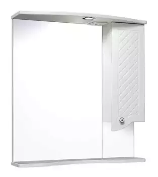 Зеркало с шкафчиком «Runo» Милано 75 с подсветкой белый правый