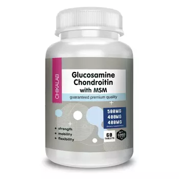 Витамины и минералы - Глюкозамина Хондроитин МСМ, 60 кап.