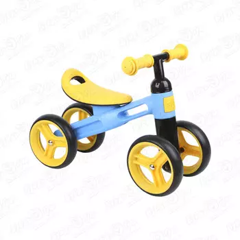 Беговел Нордпласт четырехколесный с голубой рамой желтый