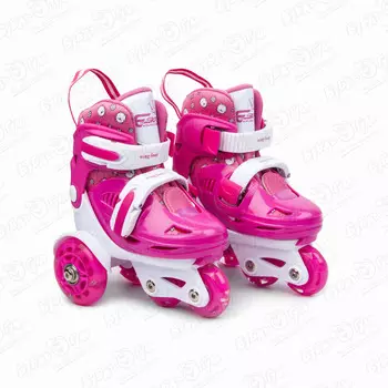 Коньки роликовые ROLLO PRO раздвижные розово-белые