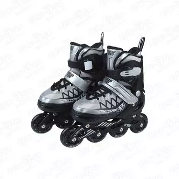 Коньки роликовые ROLLO PRO с липучкой черно-серые