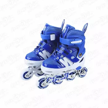 Коньки роликовые ROLLO PRO с липучкой синие с белыми вставками