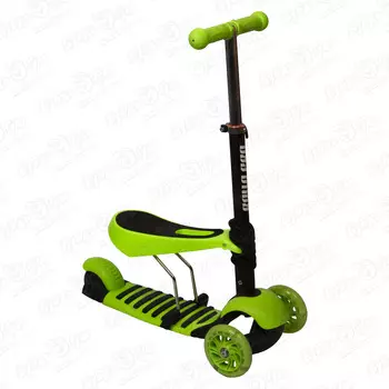 Самокат ROLLO PRO зеленый с сиденьем