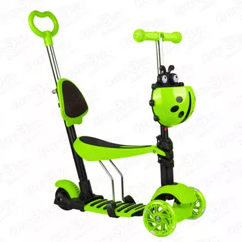 Самокат трехколесный с ручкой светло-зеленый