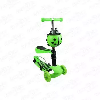 Самокат трехколесный зеленый