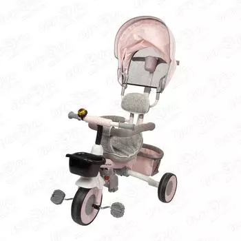 Велосипед трехколесный с навесом нежно-розовый