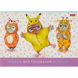 Альбом для рисования Hatber, "Кигуруми", А4, 32 листа, на скрепке, в ассортименте